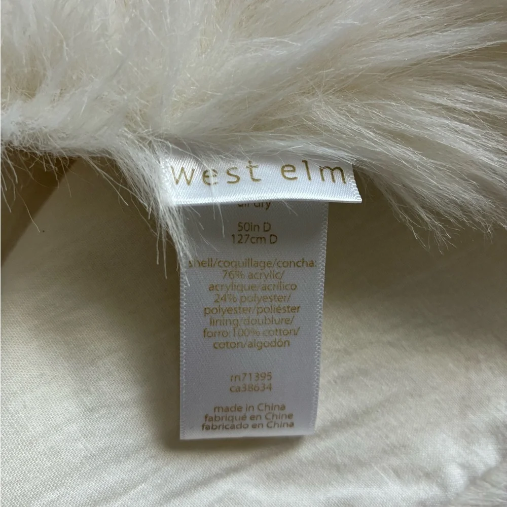 West Elm Ivory Faux Fur Christmas Tree Skirt